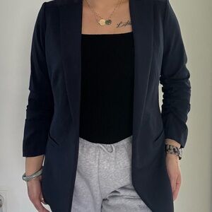 Womens Navy Blue Open Blazer